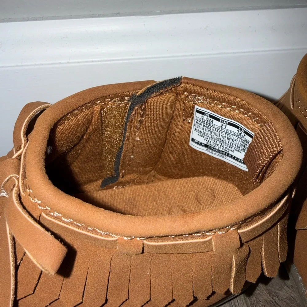 Carter's Brown Fringe Bow Moccasin Boots for Kids